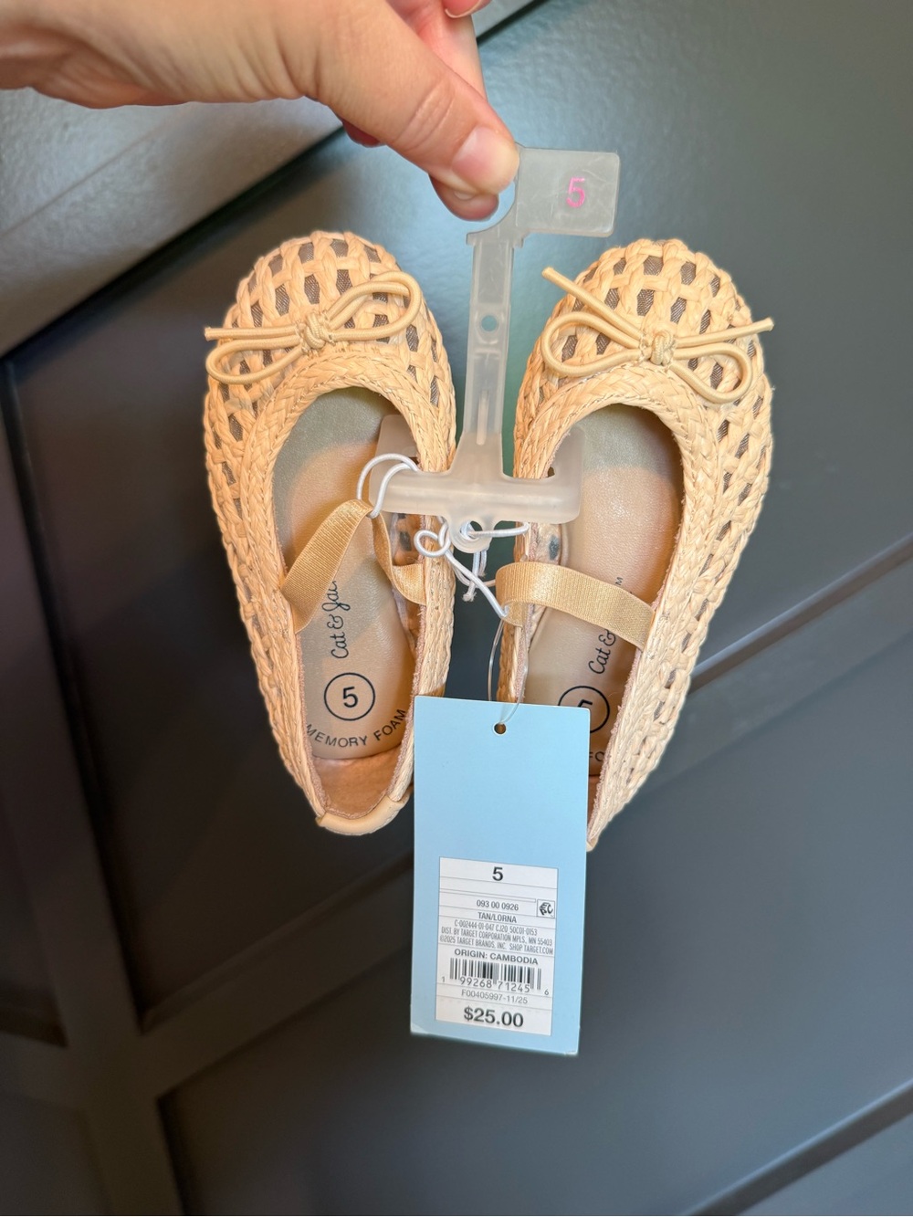 Cat & Jack Cream Woven Ballet Flats with Bow